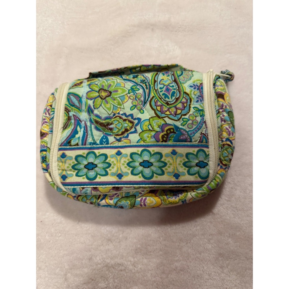 Vera Bradley Quilted Floral Paisley Hanging Travel Organizer Makeup Bag Blue